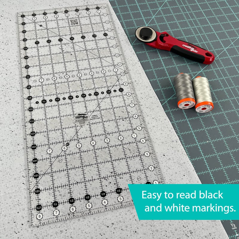 Creative Grids Quilt Ruler 8-1/2in x 18-1/2in Rectangle â€“ CGR818 â€“ Made in USA, Non-Slip Grip Acrylic Quilting, Sewing, Crafting, Patchwork Ruler for Measuring & Cutting Fabric - Image 2